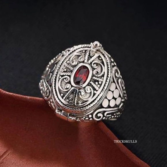 Secret Compartment Poison Pill Gawu Retro Ring Adjustable Open Rings New Vintage - Picture 4 of 8